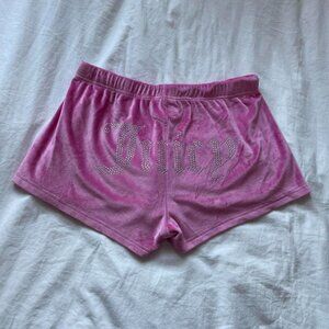 Pink Velour Juicy Couture Rhinestone Sleep Shorts